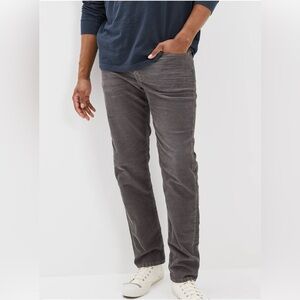 American Eagle AE Flex Original Straight Lived-in Corduroy Pants Gray 34x32